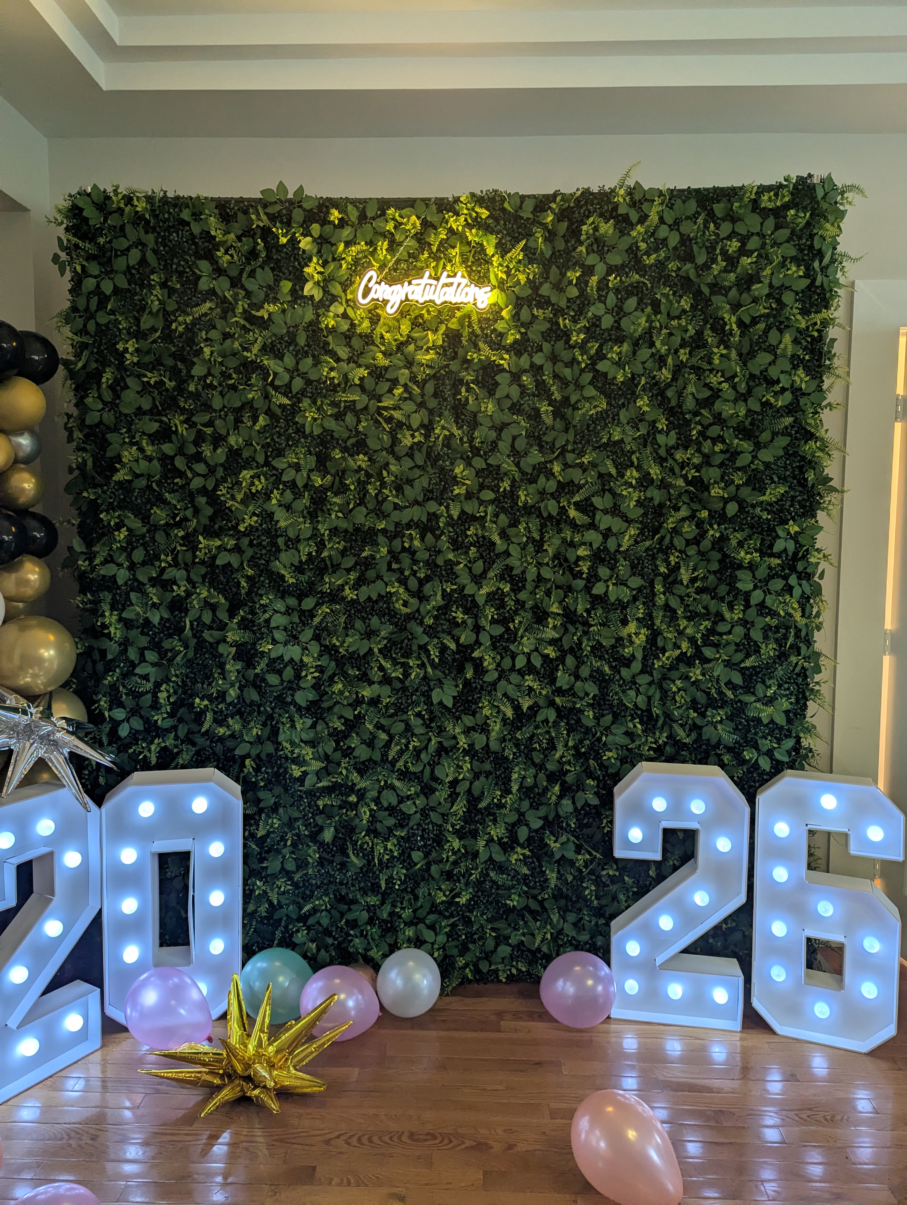 Lush greenery flower wall rental in Woodbridge VA - Level Up Rentals