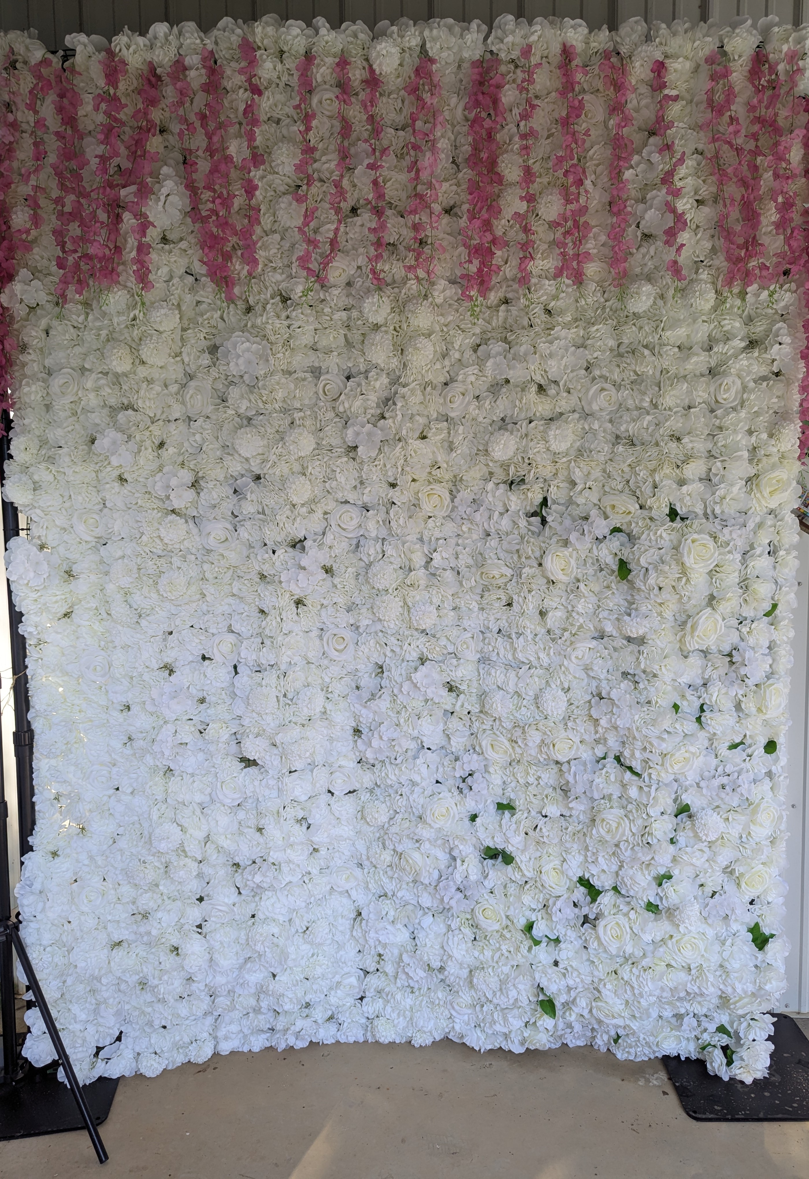 White floral wall rental for events in Northern Virginia - Level Up Rentals